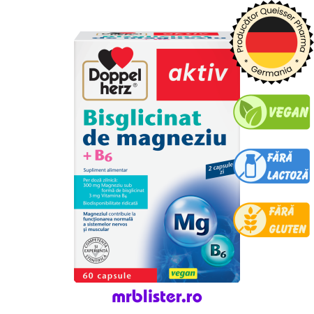 Toate produsele - Doppelherz Aktiv Bisglicinat de magneziu + B6 60 capsule
