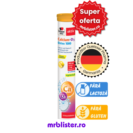 Toate produsele - Doppelherz Aktiv Calciu + D3 Osteo 1000 mg 15 comprimate efervescente