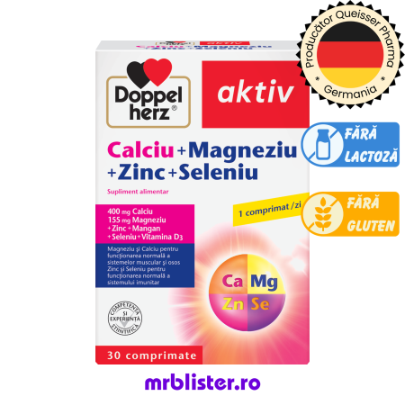 Toate produsele - Doppelherz Aktiv Calciu + Magneziu + Zinc + Seleniu 30 comprimate