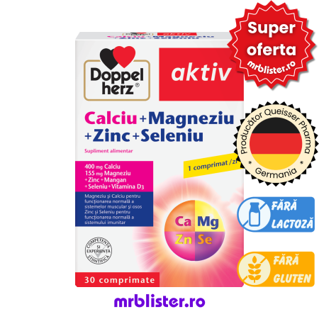 Toate produsele - Doppelherz Aktiv Calciu + Magneziu + Zinc + Seleniu 30 comprimate