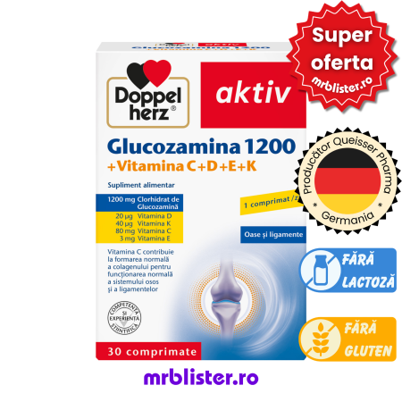 Toate produsele - Doppelherz Aktiv Glucozamina 1200 + Vitamina C+D+E+K 30 comprimate
