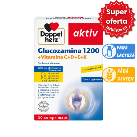Toate produsele - Doppelherz Aktiv Glucozamina 1200 + Vitamina C+D+E+K 30 comprimate
