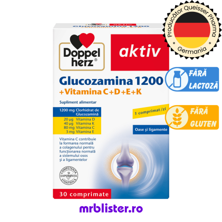 Toate produsele - Doppelherz Aktiv Glucozamina 1200 + Vitamina C+D+E+K 30 comprimate