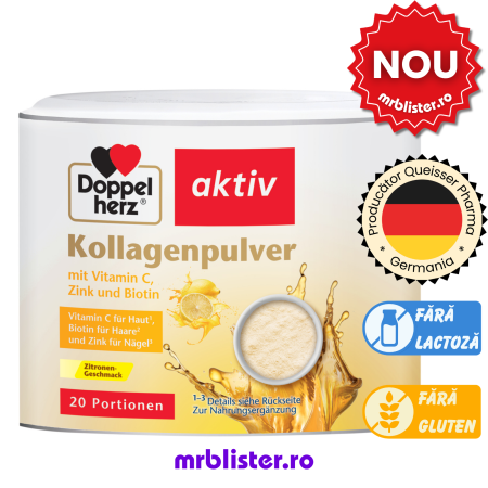 Par, piele si unghii - Doppelherz Aktiv Kollagen pudra + Vitamina C + Zinc + Biotina 150 g