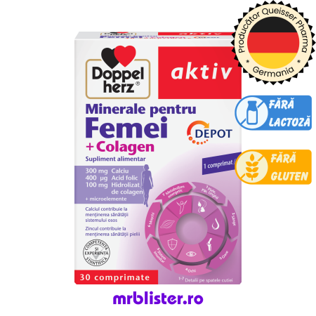 Toate produsele - Doppelherz Aktiv Minerale Pentru Femei + Colagen Depot 30 comprimate