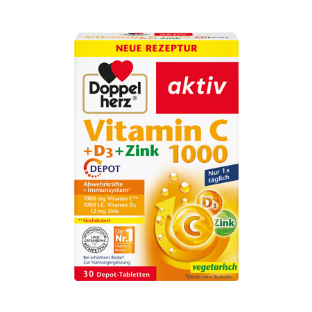 Doppelherz Aktiv Vitamina C 1000 + D3 + Zinc Depot 30 comprimate [1]