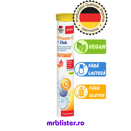 Imunitate - Doppelherz Aktiv Vitamina C + Zinc 15 comprimate efervescente