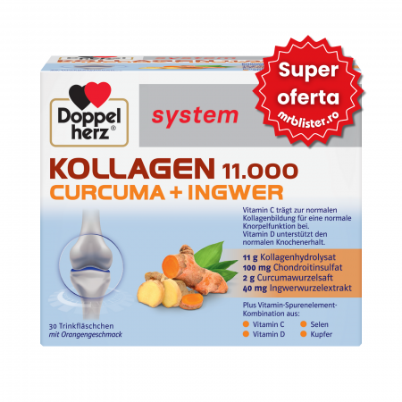 Toate produsele - Doppelherz System Kollagen 11000 Curcuma + Ghimbir 30 flacoane