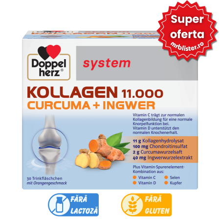 Toate produsele - Doppelherz System Kollagen 11000 Curcuma + Ghimbir 30 flacoane
