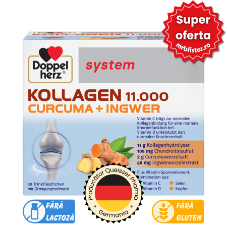 Doppelherz System Kollagen 11000 Curcuma + Ghimbir 30 flacoane [0]