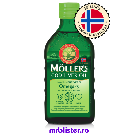 Toate produsele - Moller's Cod Liver Oil Omega 3 Mere Verzi 250 ml