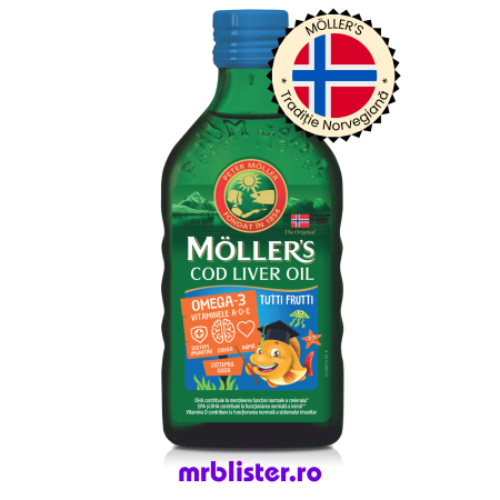 Toate produsele - Moller's Cod Liver Oil Omega 3 Tutti Frutti 250 ml