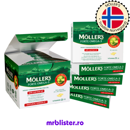 Toate produsele - Moller's Forte Omega 3 + Cod Liver Oil 150 capsule