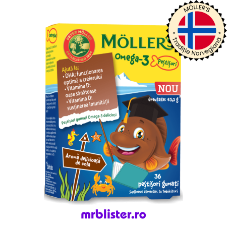 Toate produsele - Moller's Omega 3 Pestisori Cola 36 jeleuri
