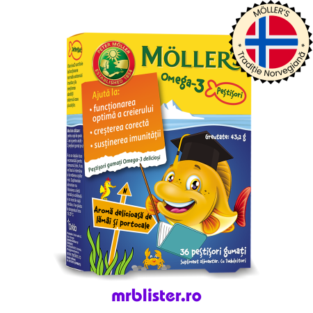 Toate produsele - Moller's Omega 3 Pestisori Portocale 36 jeleuri