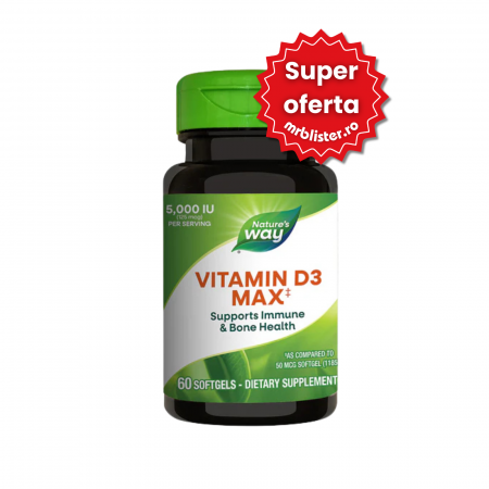 Toate produsele - Nature's Way Vitamin D3 5000 UI 60 capsule moi