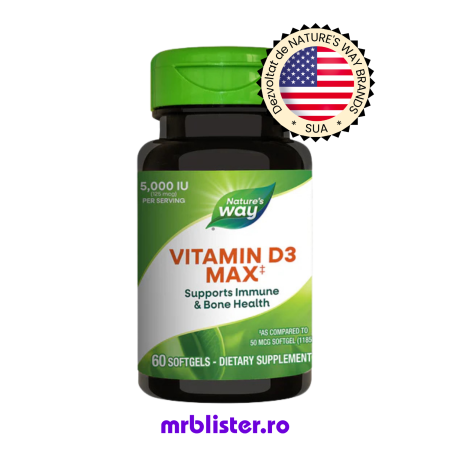 Toate produsele - Nature's Way Vitamin D3 5000 UI 60 capsule moi