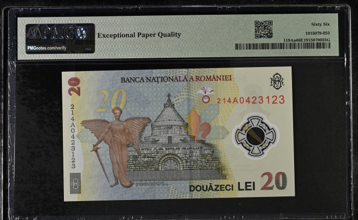 Romania, BNR, 20 lei 2021 P119Aa PMG Gem Uncirculated 66 EPQ [2]