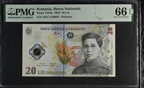 Romania, BNR, 20 lei 2023 P119Ab PMG Gem Uncirculated 66 EPQ [1]