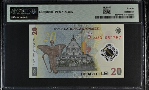 Romania, BNR, 20 lei 2023 P119Ab PMG Gem Uncirculated 66 EPQ [2]