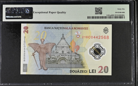 Romania, BNR, 20 lei 2021 P119Aa PMG Gem Uncirculated 66 EPQ [1]