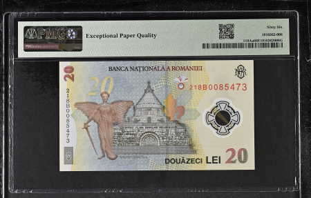 Romania, BNR, 20 lei 2021 P119Aa PMG Gem Uncirculated 66 EPQ [1]