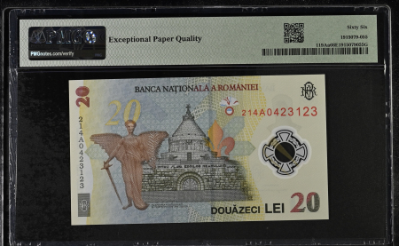 Romania, BNR, 20 lei 2021 P119Aa PMG Gem Uncirculated 66 EPQ [1]