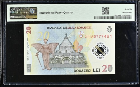Romania, BNR, 20 lei 2021 P119Aa PMG Gem Uncirculated 66 EPQ [1]