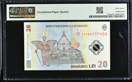 Romania, BNR, 20 lei 2021 P119Aa PMG Superb Gem Unc 67 EPQ [1]