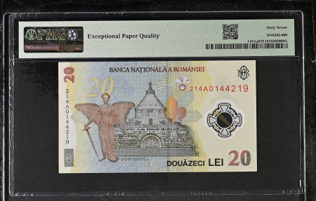 Romania, BNR, 20 lei 2021 P119Aa PMG Superb Gem Unc 67 EPQ [1]