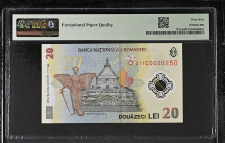 Romania, BNR, 20 lei 2021 P119Aa PMG Superb Gem Unc 69 EPQ [1]