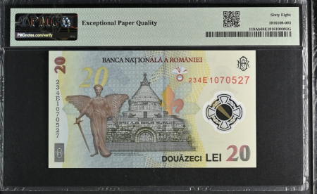 Romania, BNR, 20 lei 2023 P119Ab PMG Superb Gem Unc 68 EPQ [1]