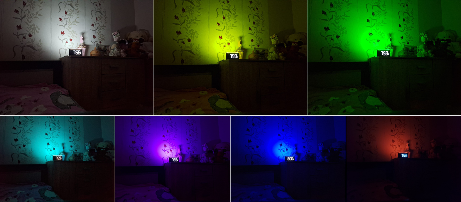 Ceas digital cu lumina veghe 7 culori, alarma