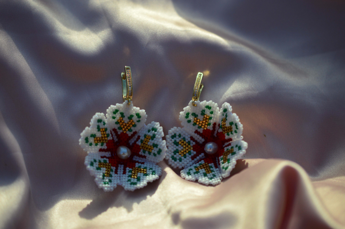 Cercei cu Flori si perla de cultura [4]