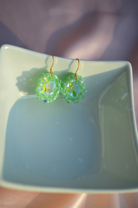 Cercei cu Cristale - Mint Green [2]