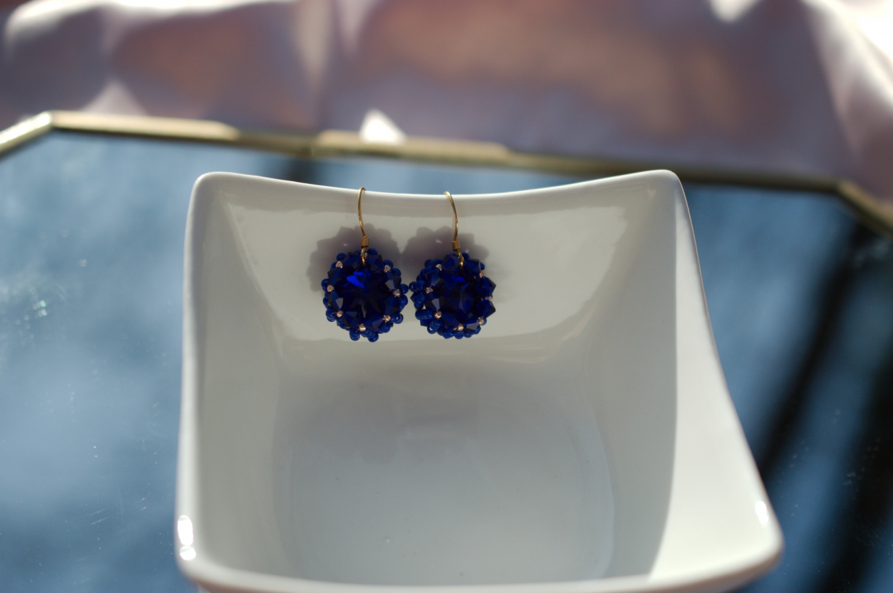 Cercei cu Cristale - navy blue [2]