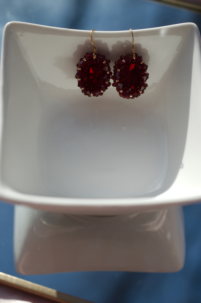 Cercei cu Cristale - Siam Red [2]