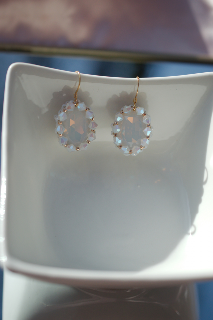 Cercei cu Cristale - White Opal [4]