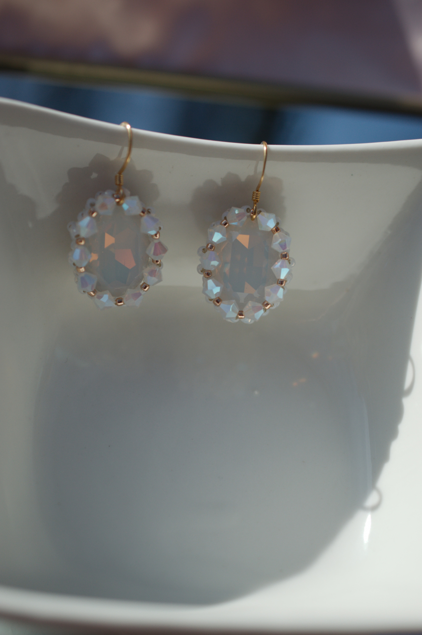 Cercei cu Cristale - White Opal [2]