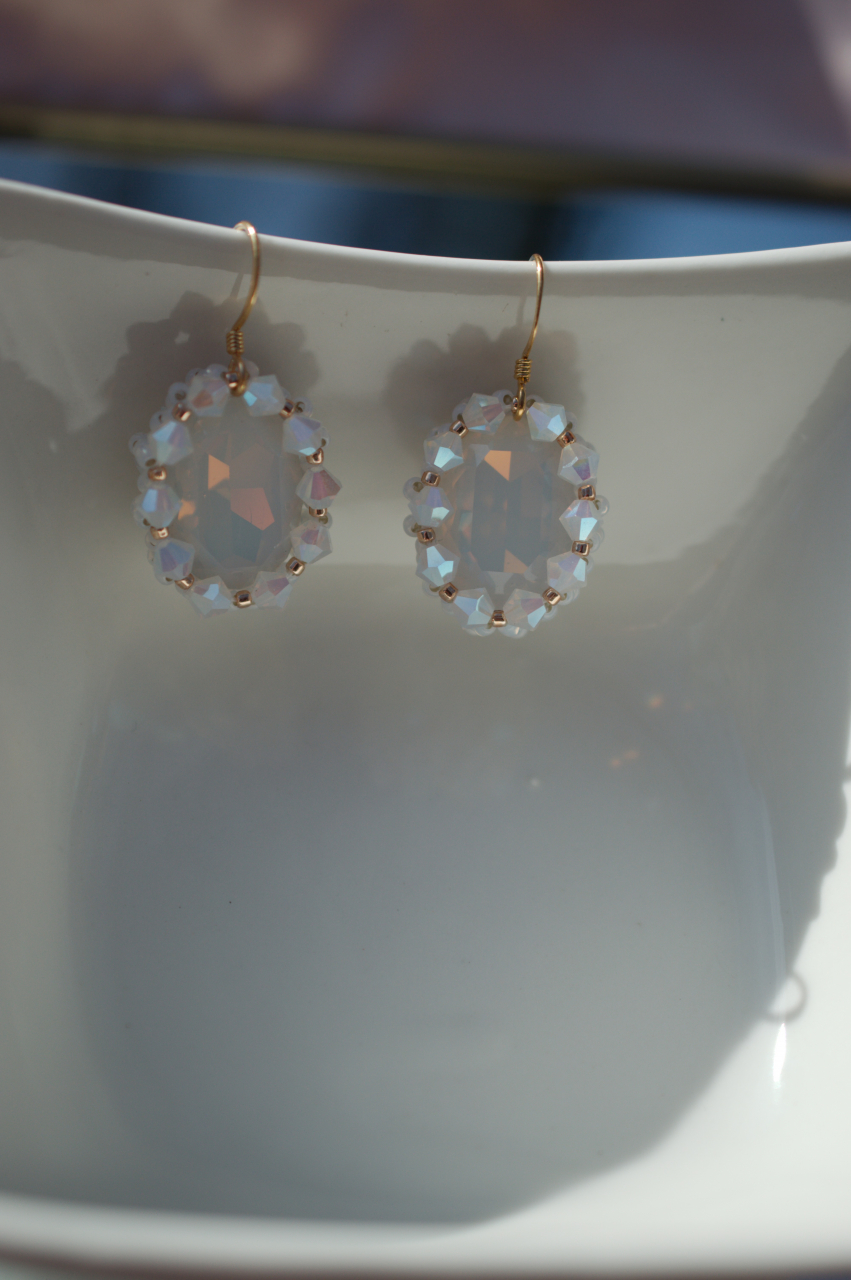 Cercei cu Cristale - White Opal [3]