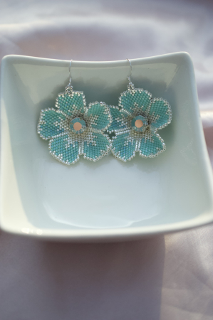 Colectia Flowers - Cercei cu Flori Albastre