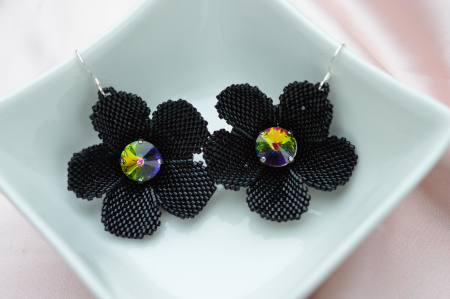 Colectia Flowers - Cercei cu Flori Negre