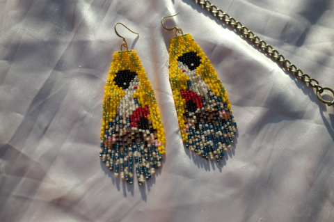 Cercei dupa picturi celebre - Cercei Doamna cu Evantaiul