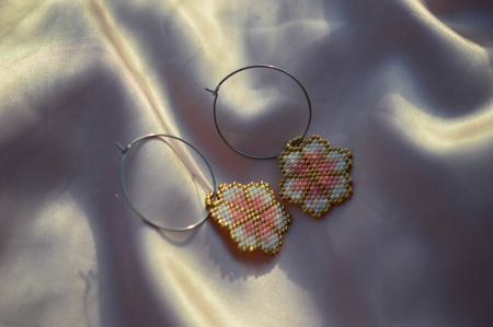 Colectia Flowers - Cercei Hoops cu Flori