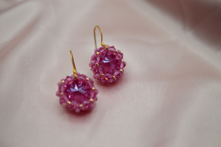 Bijuterii cu Cristale - Cercei cu Cristale - Indian Pink