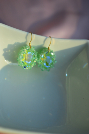 Bijuterii cu Cristale - Cercei cu Cristale - Mint Green