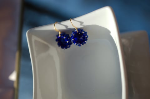 Bijuterii cu Cristale - Cercei cu Cristale - navy blue