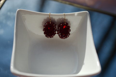 Bijuterii cu Cristale - Cercei cu Cristale - Siam Red