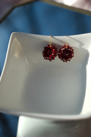 Bijuterii cu Cristale - Cercei cu Cristale - Siam Red