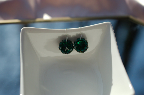 Cercei cu Cristale  - Verde Smarald [4]